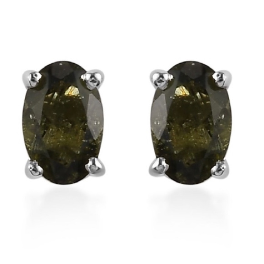 NWT Gorgeous Moldavite Studs in .925 Sterling! ⭐️ - Picture 1 of 4